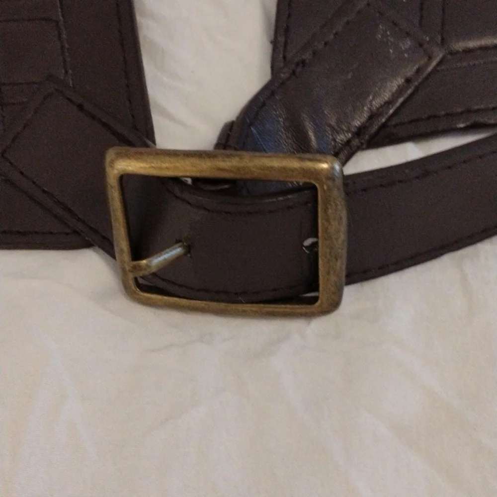 BELT 'Puff Quilt' Faux‎ Leather BROWN 33
